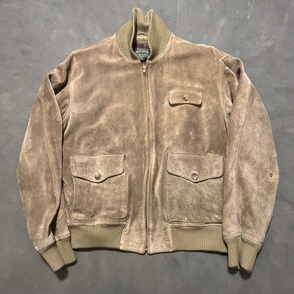 The Unbranded Brand Other - Polo Country‎ Ralph Lauren Vintage Suede Leather Bomber Jacket Tan Mens Large